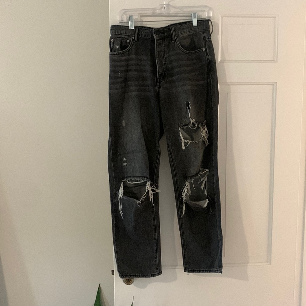BDG Urban Outfitters Distressed Slim Straight High Rise Black Denim Sz 28 Jeans